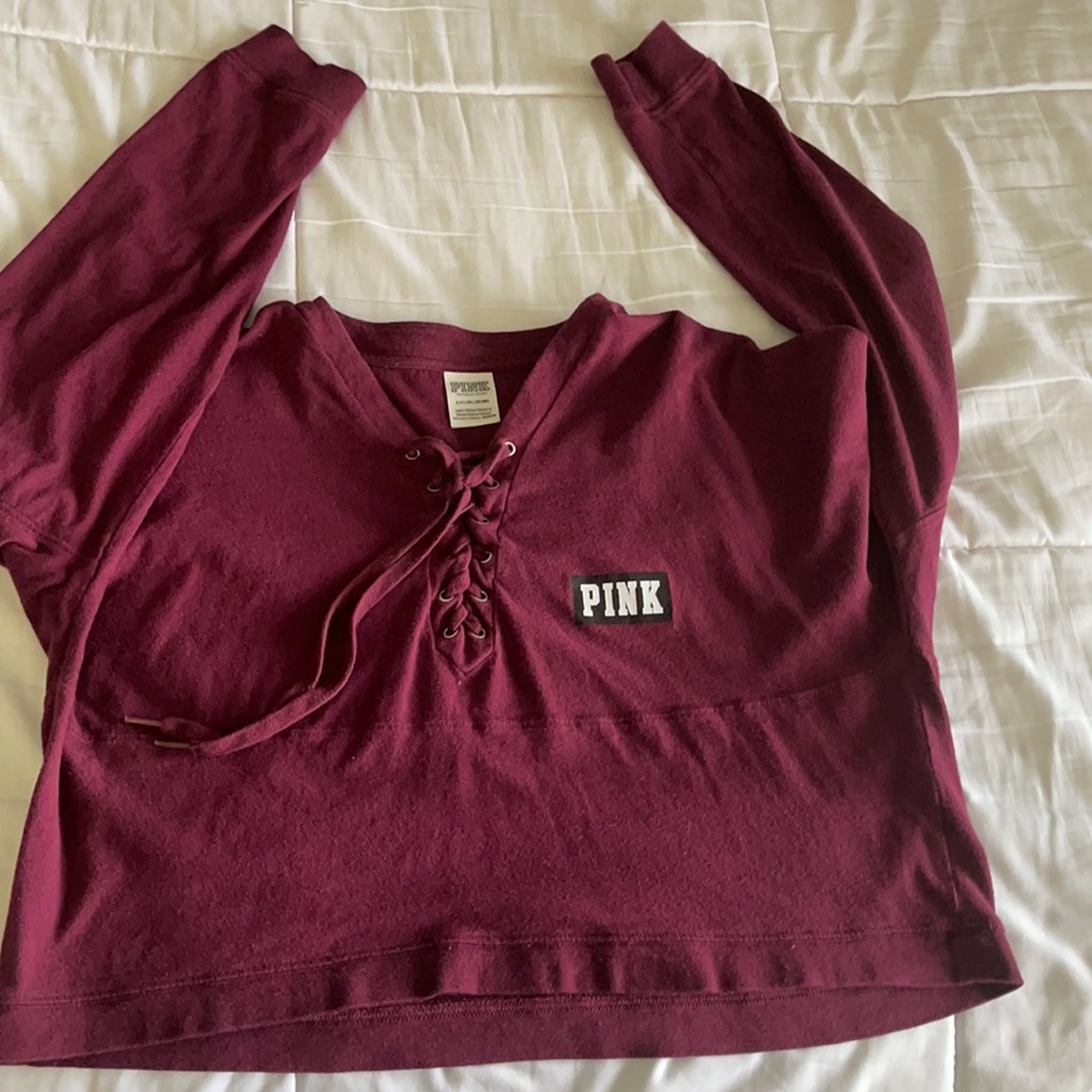 Pink long sleeve crop
